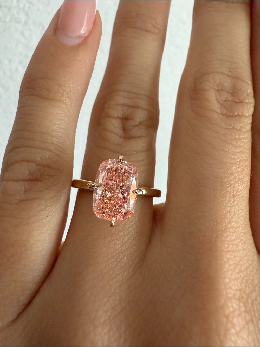 3.09 carat fancy vivid pink VVS2 cushion lab diamond engagement ring solitaire